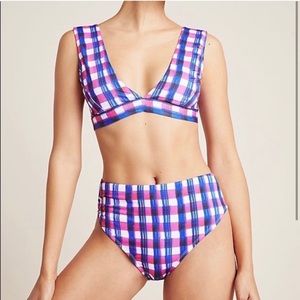 Anthropologie High-Waisted Multi-Plaid Bikini Set NWT!!